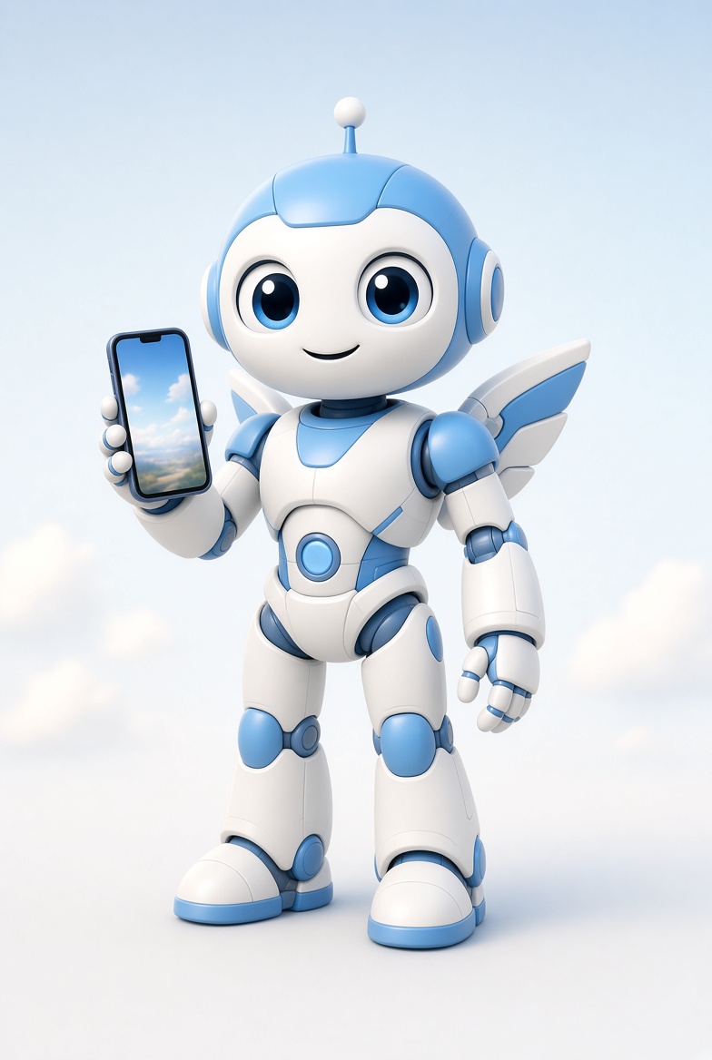 FLY mascot with a phone